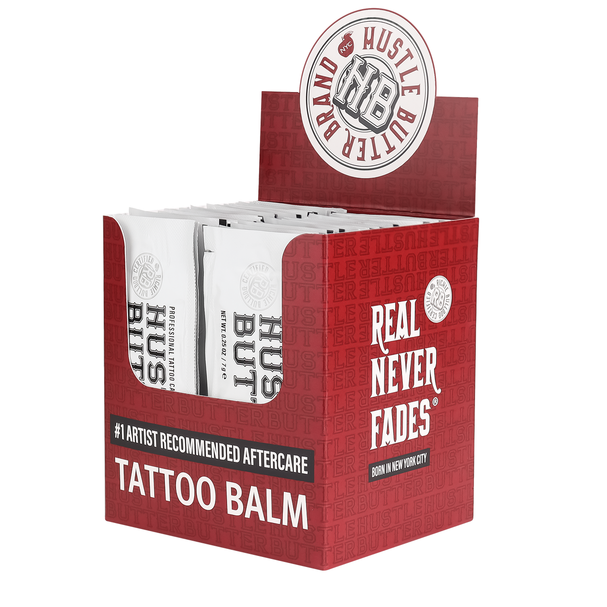 Box of Hustle Better Tattoo Balm with visible branding on a white background