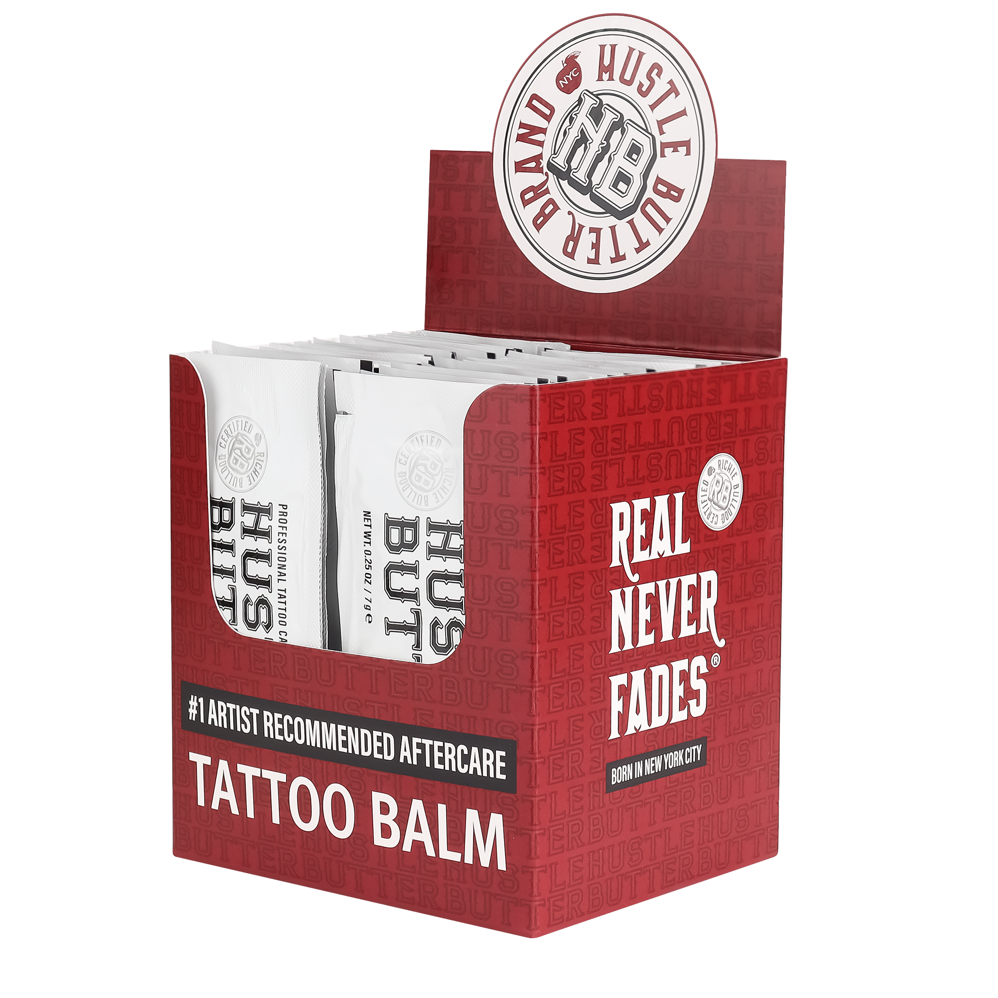 Box of Hustle Better Tattoo Balm with visible branding on a white background