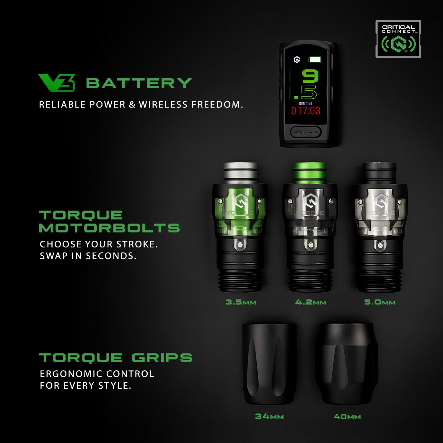 タトゥーマシン CRITICAL TORQUE 4.2mmストローク Critical Torque Pen Machine 4.2mm – Tommy's Supplies