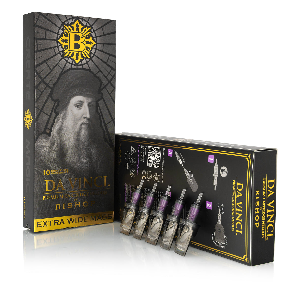 DaVinci Bishop Cartridge packaging with a portrait of Leonardo da Vinci on the left.
