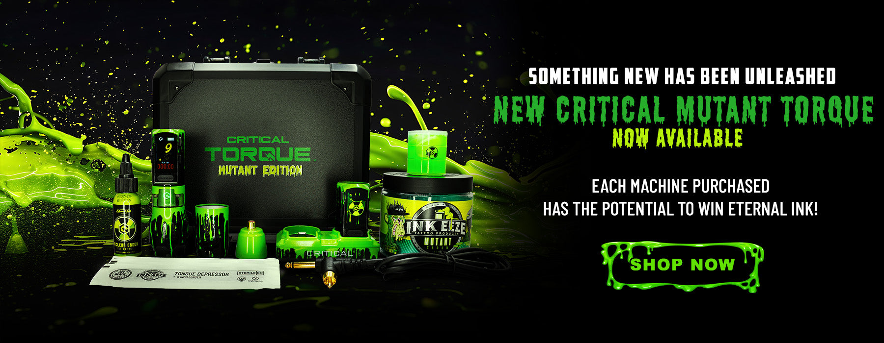 Promotional graphic for 'Critical Mutant Torque' with green and black color scheme.