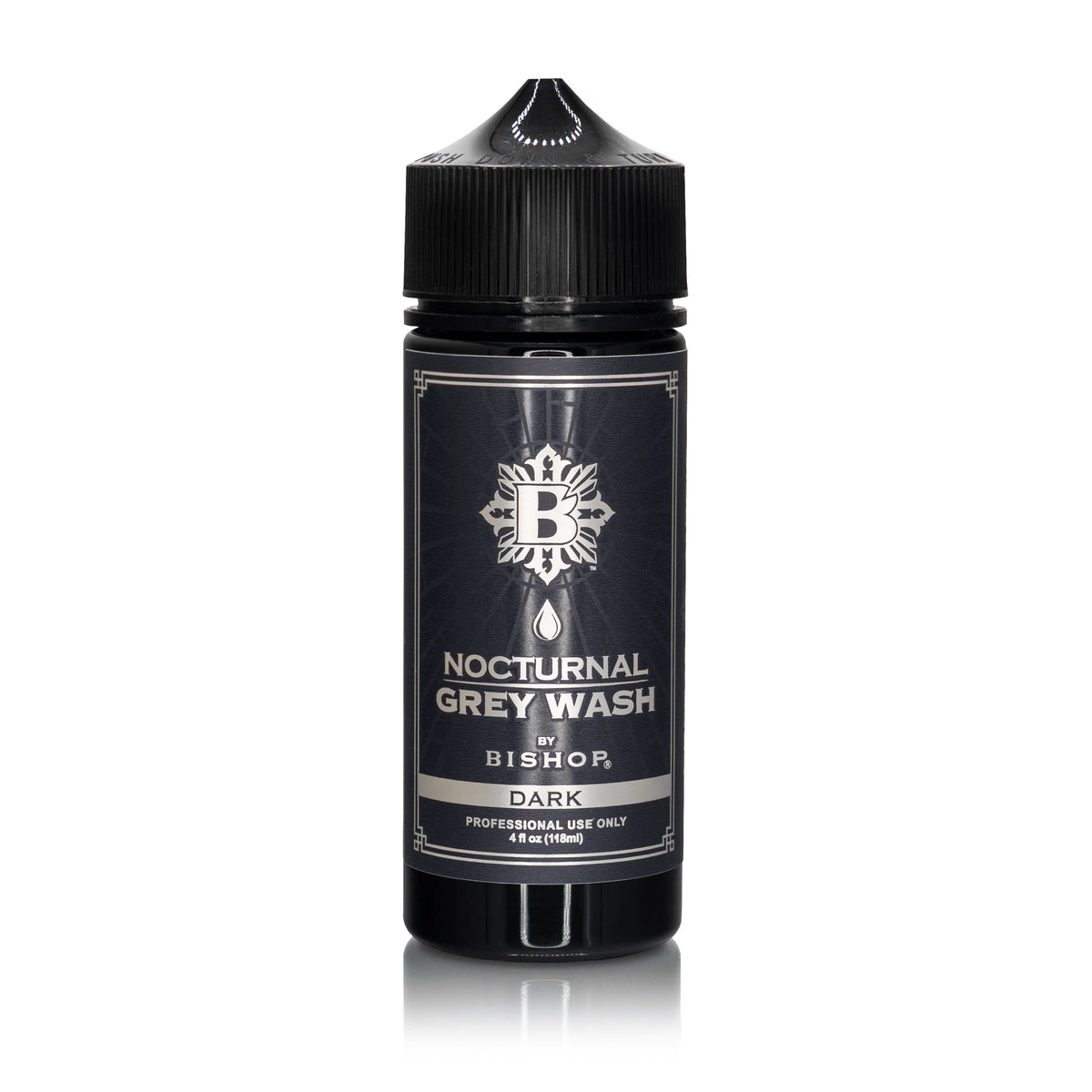 Bottle of Bishop Nocturnal Dark Grey Wash tattoo ink on a white background