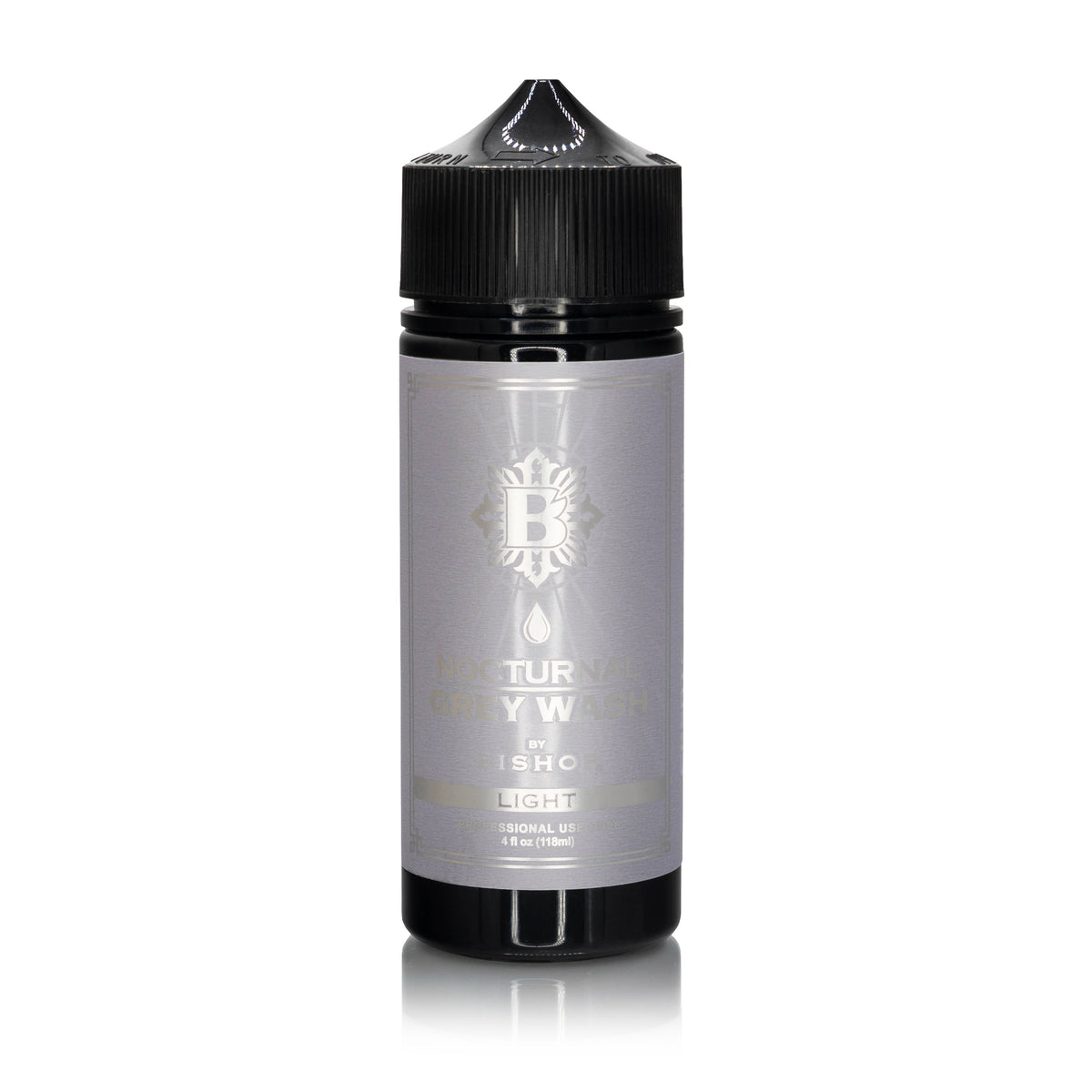Bottle Nocturnal Light Gray Wash black cap on a white background
