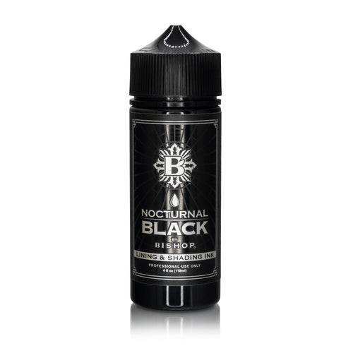 Bottle of Bishop Nocturnal Black ink on a white background