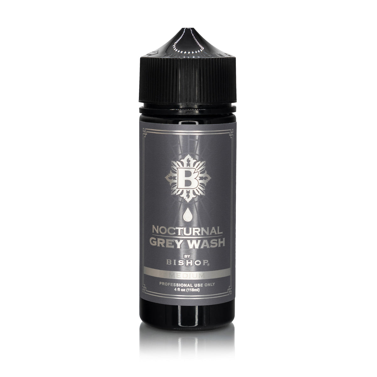 Bottle of 'Nocturnal Medium Grey Wash' by Bishop on a white background