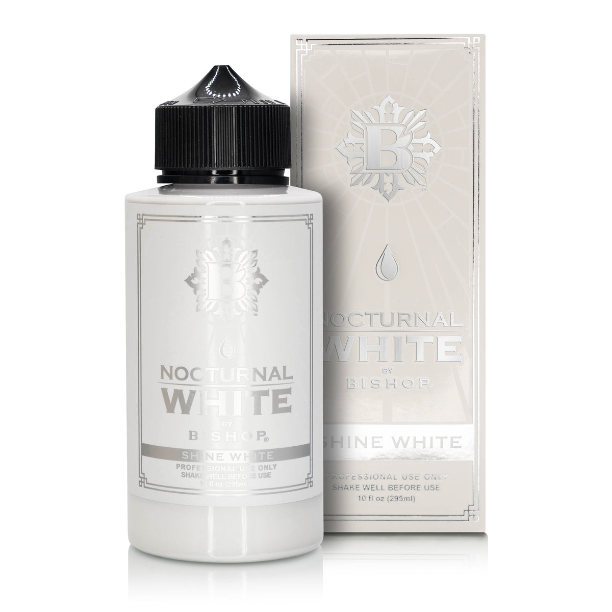 Nocturnal Shine White bottle and packaging on a white background