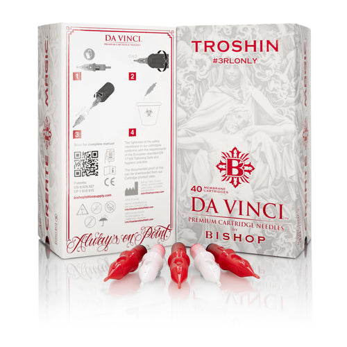 Da Vinci and Troshin packaging with needles on a white background